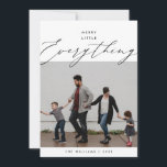 Merry Little Everything, Family Photo Layover Holiday Card<br><div class="desc">Merry Little Everything, Happiest Holidays, Merry Christmas. Celebrate the season with this family photo card (printed and / or instant download), in modern contemporary gentle romantic script themed layover. It is fully customisable and personalised with your own greeting messages. It is simple, easy, yet modern minimalist and festive. This is...</div>