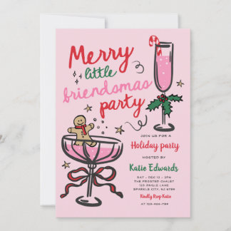 Merry Little Friendsmas Christmas Cocktail Party Invitation