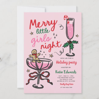 Merry Little Girls Night Christmas Cocktail Party Invitation