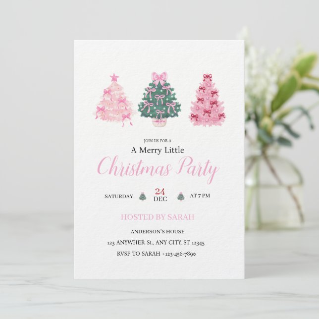Merry Little Girls Night Christmas Party  Invitation (Standing Front)