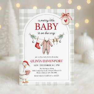 Merry Little Goose Storybook Christmas Baby Shower Invitation