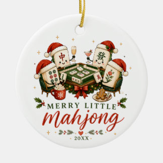 Merry Little Mahjong Tile Christmas Ceramic Tree Decoration