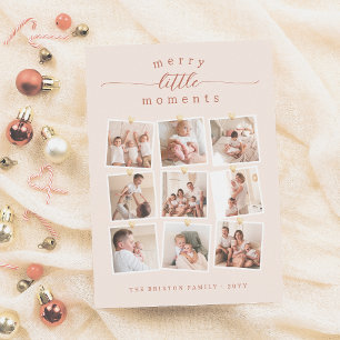 Merry Little Moments 9 Photo Collage Christmas Holiday Card