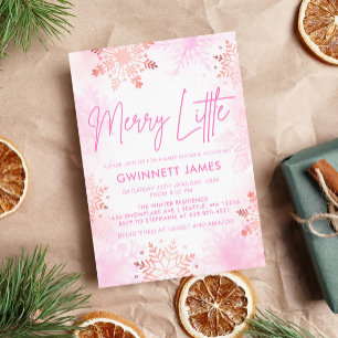 Merry Little Pink Baby Shower Invitation