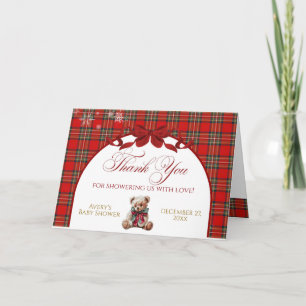 Merry Little Red Bow Christmas Plaid Card