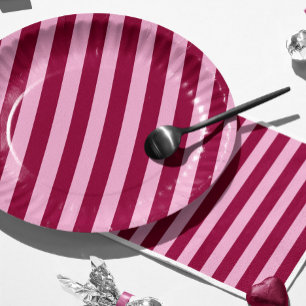 Merry little red stripe Christmas Party Plate