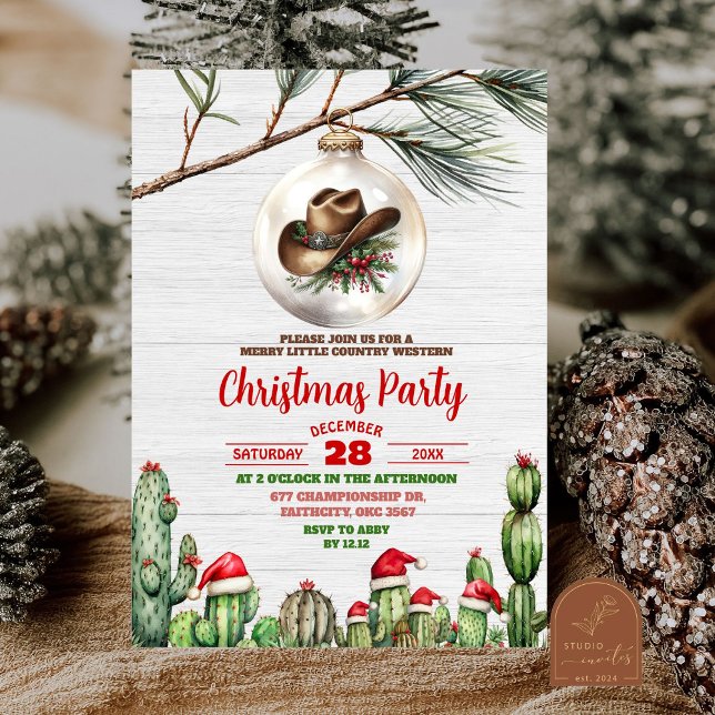 Merry Little Western Cowboy Christmas Party Invitation (Creator Uploaded)
