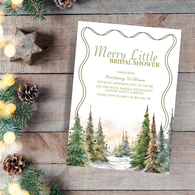 Merry Little Winter Bridal Shower Rustic Christmas Invitation (Creator Uploaded)