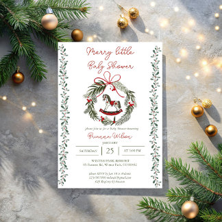 Merry Little winter Christmas baby shower Invitation