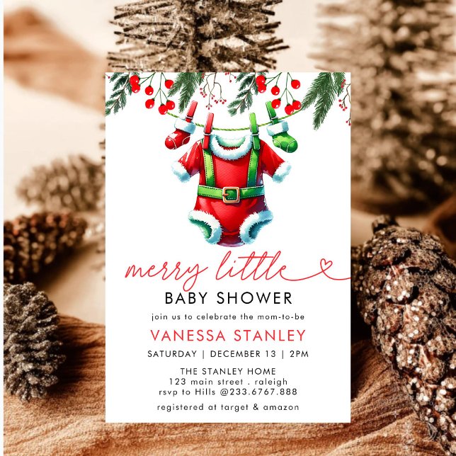 Merry Little Winter Christmas Santa Baby Shower Invitation (Creator Uploaded)