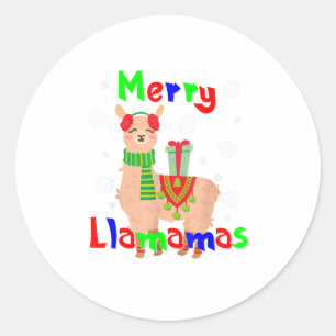 Merry Llamas Christmas Classic Round Sticker