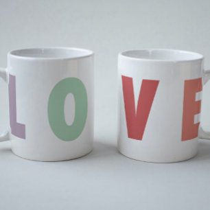 MERRY LOVE JOY   COLORFUL CHRISTMAS COFFEE MUG