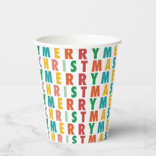 MERRY LOVE JOY COLORFUL CHRISTMAS PAPER CUPS