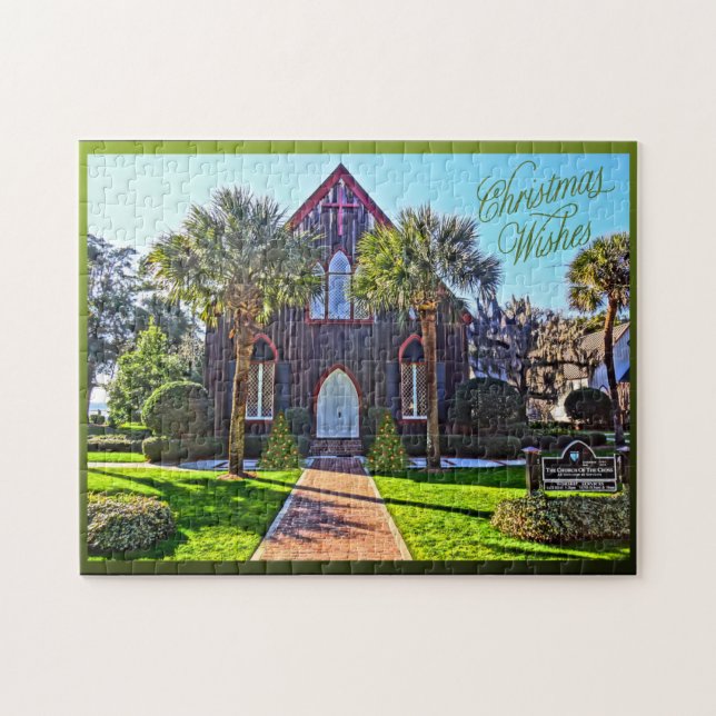 Merry Lowcountry Christmas Bluffton SC Church  Jigsaw Puzzle (Horizontal)