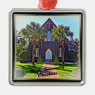Merry Lowcountry Christmas Bluffton SC Church Metal Tree Decoration