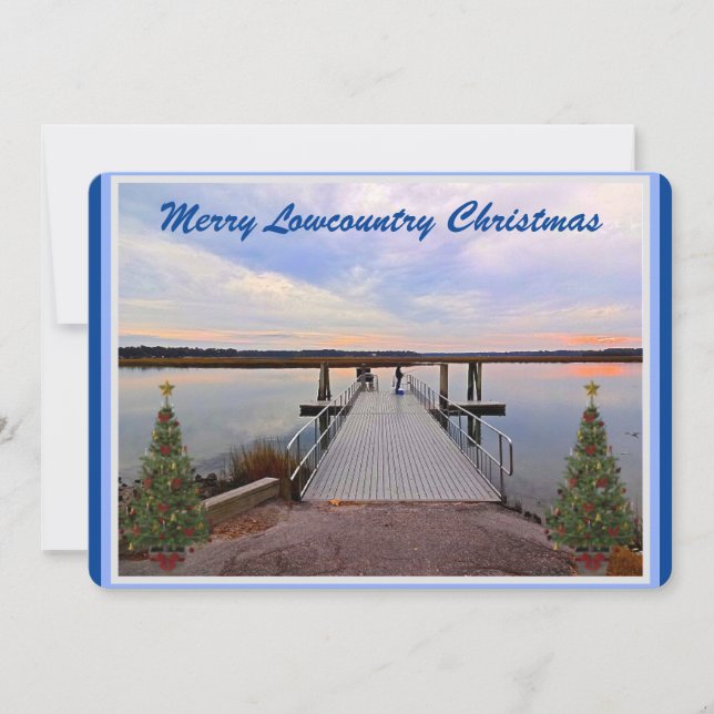 Merry Lowcountry Christmas Bluffton South Carolina Holiday Card (Front)