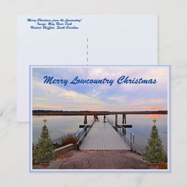 Merry Lowcountry Christmas Bluffton South Carolina Holiday Postcard (Front/Back)