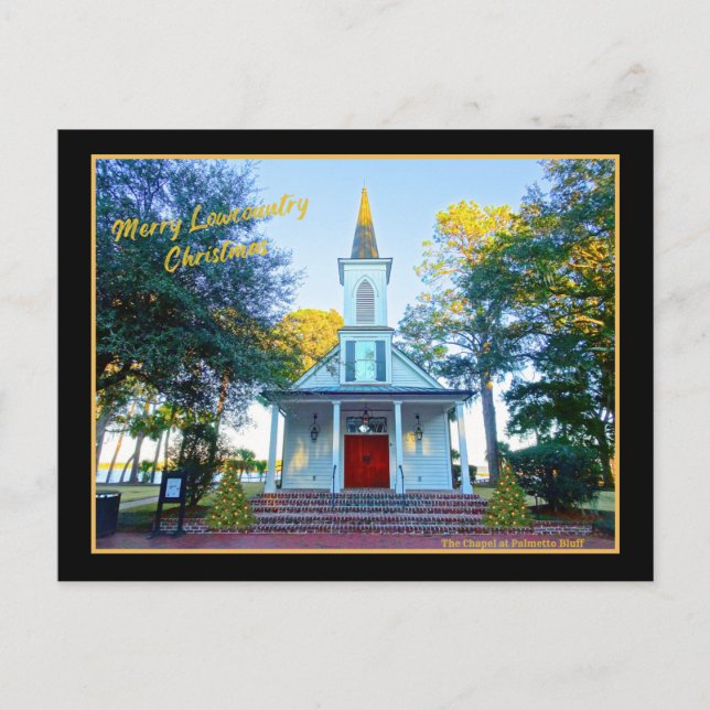 Merry Lowcountry Christmas Chapel Palmetto Bluff Holiday Postcard (Front)