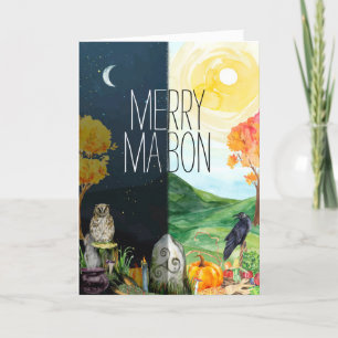 Merry Mabon Autumnal Equinox Night & Day Holiday Card
