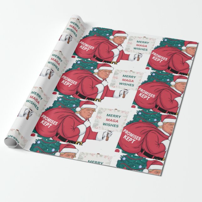 Merry MAGA Wishes Wrapping Paper (Unrolled)