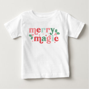Merry Magic - Colourful Holiday Typography Baby T-Shirt