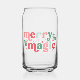 Merry Magic - Colourful Holiday Typography Can Glass