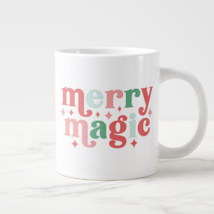 Merry Magic - Colourful Holiday Typography Large Coffee Mug