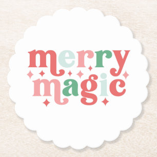 Merry Magic - Colourful Holiday Typography Paper Coaster