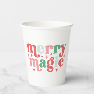 Merry Magic - Colourful Holiday Typography Paper Cups