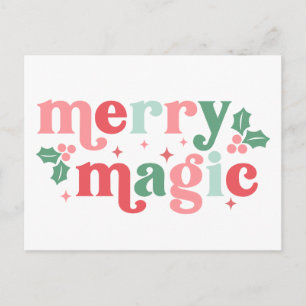Merry Magic - Colourful Holiday Typography Postcard