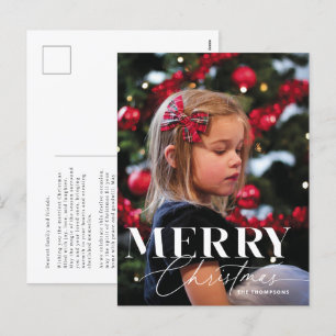 Merry Magic Script Serif Christmas Portrait Photo Holiday Postcard
