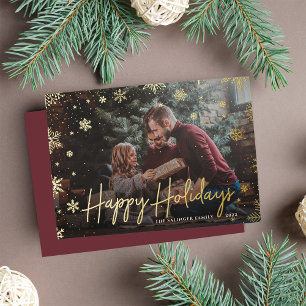 Merry Magic Snowflake Overlay Photo Christmas Foil Holiday Card