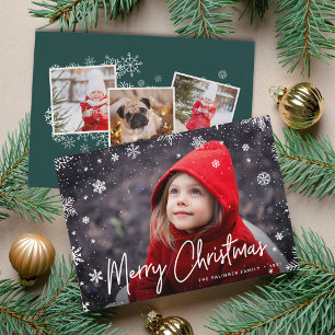 Merry Magic   Snowflake Overlay Photo Christmas Holiday Card