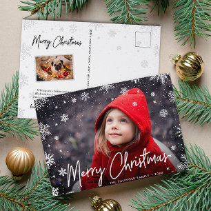 Merry Magic   Snowflake Overlay Photo Christmas Holiday Postcard