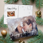 Merry Magic | Snowflake Overlay Photo Holiday Postcard<br><div class="desc">Our simple and festive holiday photo postcard features your favorite full bleed horizontal or landscape oriented photo with an overlay border of white snowflakes. "Happy Holidays" appears in hand lettered typography with your names and the year beneath. Customize the back with an additional photo and a custom pre-printed message.</div>