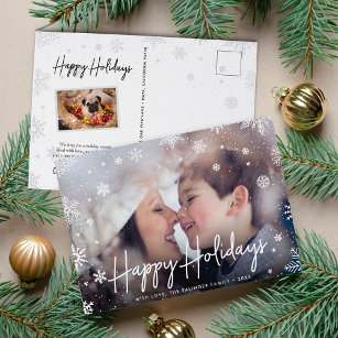 Merry Magic   Snowflake Overlay Photo Holiday Postcard