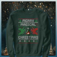 Merry Magical Christmas Dragon Ugly Sweater Design