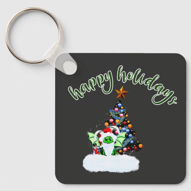 Merry & Magical Christmas with a Dragon Twist Key Ring (Front)