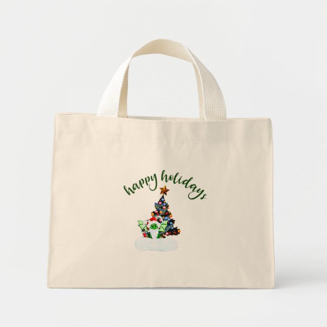 Merry & Magical Christmas with a Dragon Twist Mini Tote Bag (Front)
