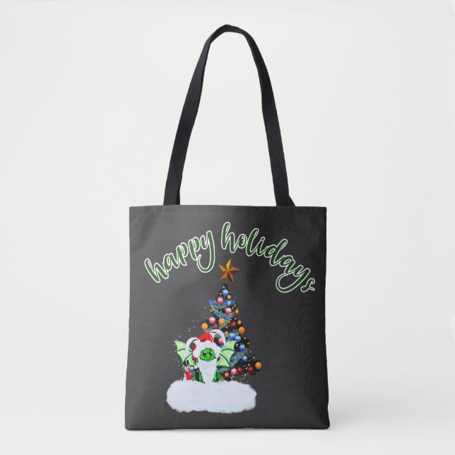Merry & Magical Christmas with a Dragon Twist Tote Bag (Front)