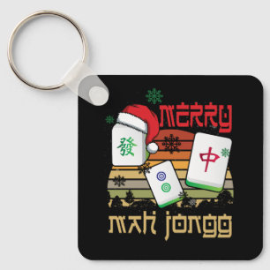 Merry Mah Jongg Snowy Christmas Fun-Chinese Jewish Key Ring