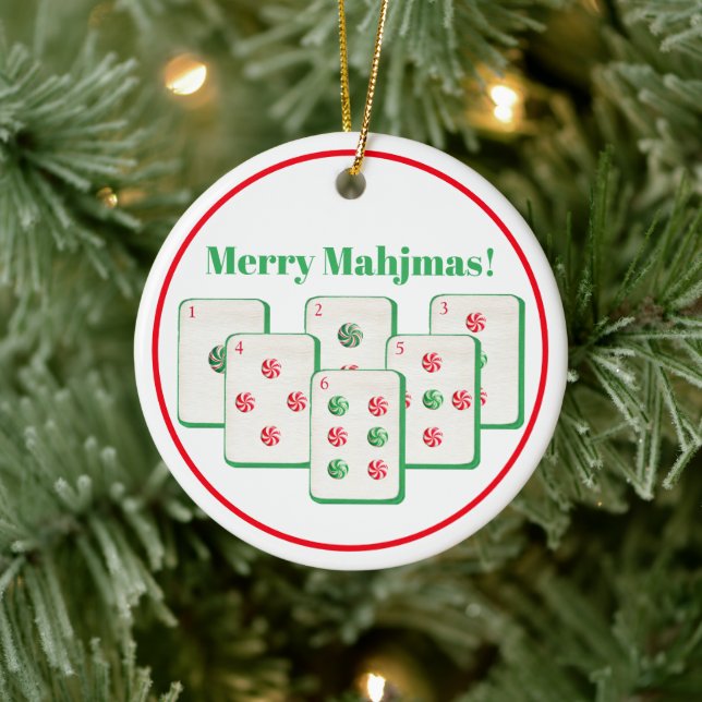 Merry Mahjmas Mahjong Candy Dot Tiles  Ceramic Tree Decoration (Tree)