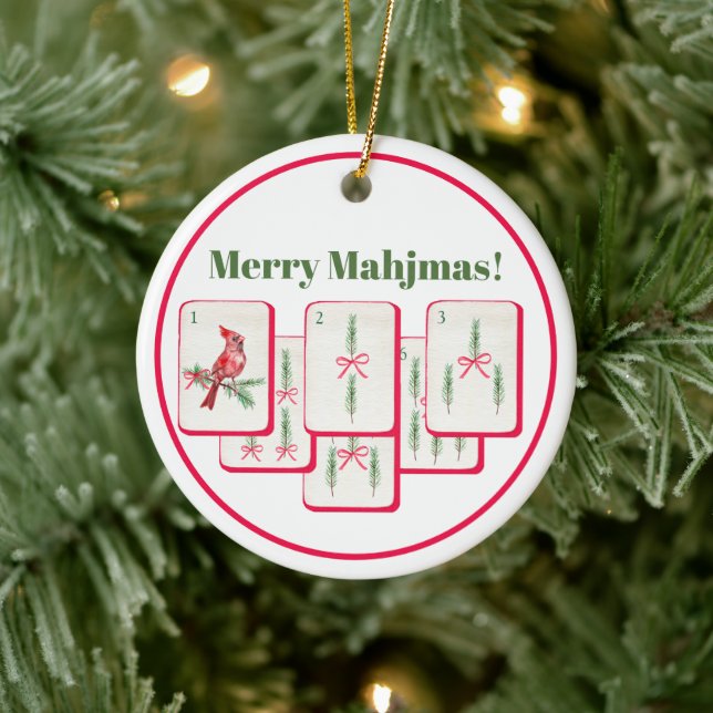 Merry Mahjmas Mahjong Christmas Bam Tiles Ceramic Tree Decoration (Tree)