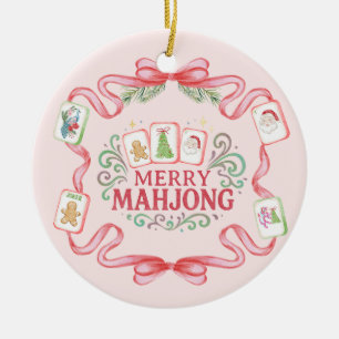 Merry Mahjong   Christmas Ceramic Tree Decoration