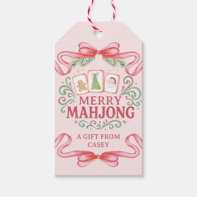 Merry Mahjong | Christmas Gift Tags (Front)