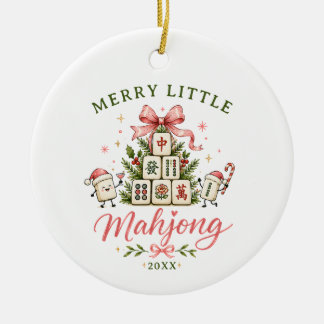 Merry Mahjong Christmas Tree Bow Ceramic Tree Decoration