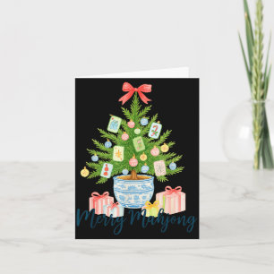 Merry Mahjong Christmas Tree Chinoiserie Holiday Card