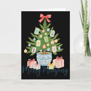 Merry Mahjong Christmas Tree Chinoiserie Holiday Card