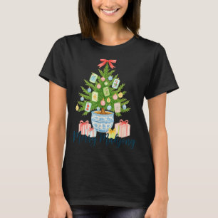 Merry Mahjong Christmas Tree Chinoiserie Holiday T-Shirt