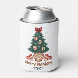 Merry Mahjong Christmas Tree Tiles Xmas Bow Can Cooler